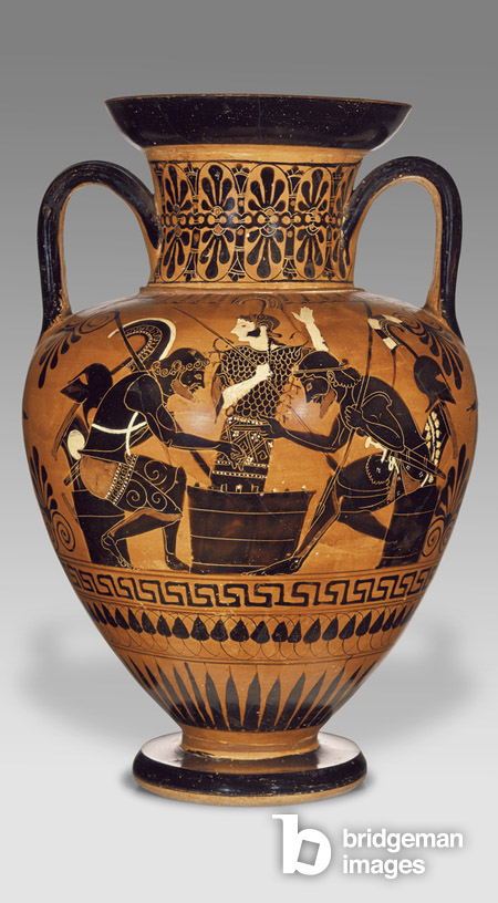 Athenische attische schwarzfigurige Halsamphore mit Ajax und Achilles