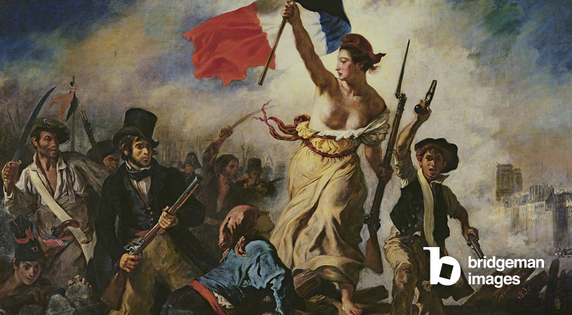Gemälde von Delacroix zur Julirevolution es zeigt Freiheit, die das Volk anführt