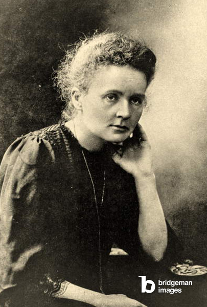 Porträt von Marie Curie um 1901 (s/w Foto)