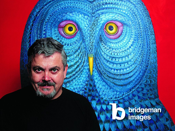 Ein Bild von Tamás Galambos vor seine Werk Blue Owl 1995