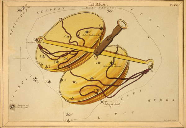 Sternbild Waage - Platte aus dem Spiegel von Urania von Josaphat Aspin - 1825 Uranias Spiegel