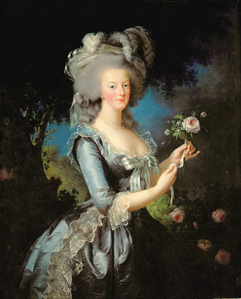 Marie Antoinette mit einer Rose, 1783 (Öl auf Leinwand), Elisabeth Louise Vigée-Lebrun, (1755-1842) / Chateau de Versailles, Frankreich / Bridgeman Images