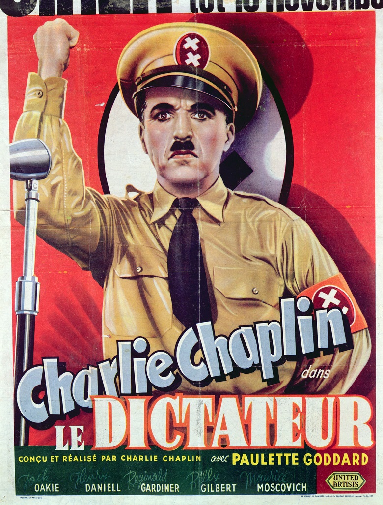 Poster advertising Charlie Chaplin's 'The Great Dictator', c.1945 (colour litho), Belgian School / Archives Charmet