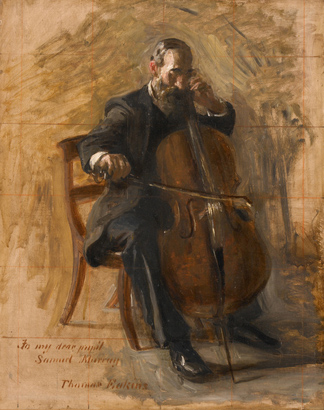 Study for the Cello Player, 1896 (oil on canvas mounted on board) by Thomas Eakins Cowperthwait / The Heckscher Museum of Art