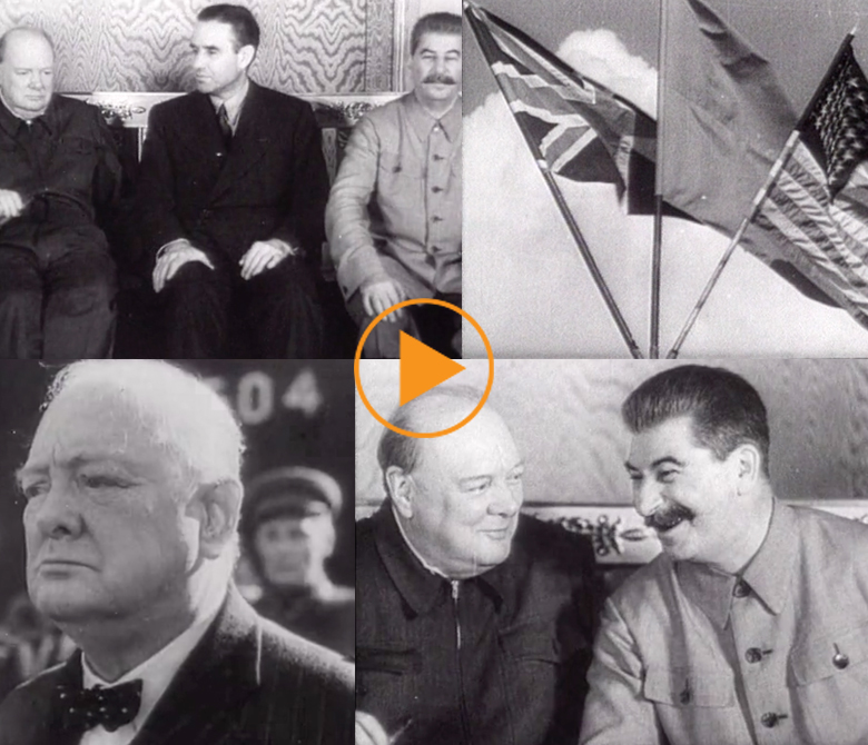 Churchill meets Stalin at the Second Moscow Conference in 1942 / Bridgeman Footage