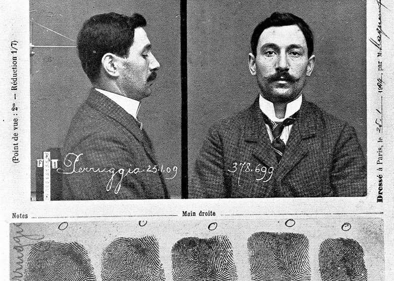 Mugshot of Vincenzo Peruggia, 25th January, 1914 (b/w photo) by French Photographer / Private Collection