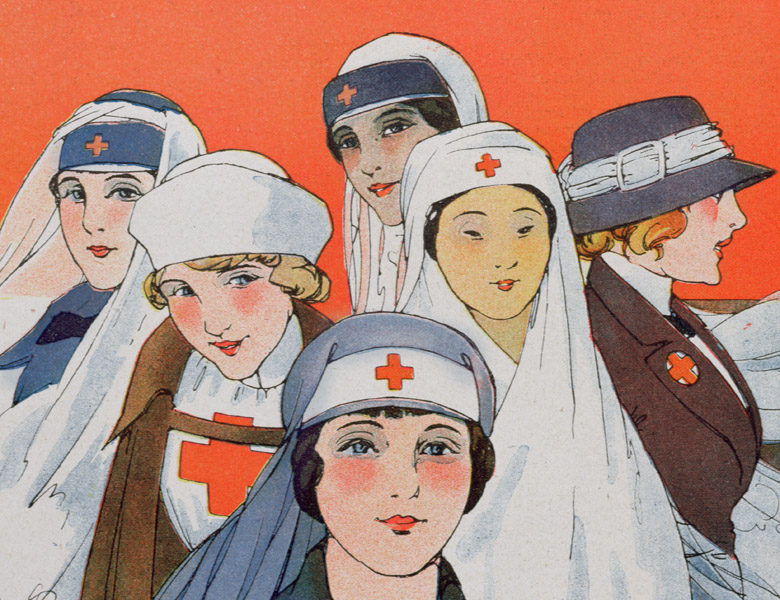 'The prettiest fashion...because kind hearted nurses of all countries have adopted it', illustration from 'La Baionnette', 21st October 1915 (colour litho), Leo Fontan, (1884-1965) / Private Collection / Archives Charmet