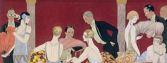 KHA124114 Fans, 1924 (litho) Georges Barbier (1882-1932), Collection Kharbine-Tapabor, Paris, FranceFRENCH RIGHTS NOT AVAILABLE, French, out of copyright