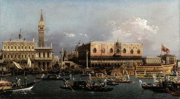 The Bucintoro at the Molo on Ascension Day (oil on canvas), Canaletto, (Giovanni Antonio Canal) (1697-1768) / Dulwich Picture Gallery, London, UK / Bridgeman Images 