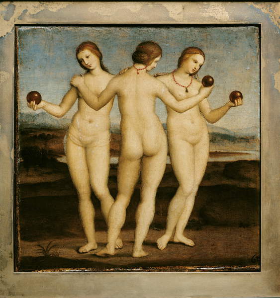 Le Tre Grazie, Raffaello Sanzio (1483-1520) / Musee Conde, Chantilly, France / Bridgeman Images